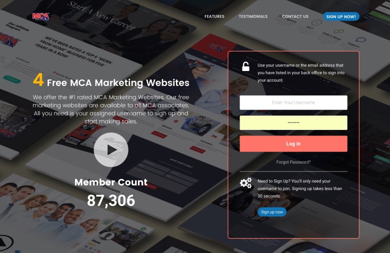 MCA Marketing page